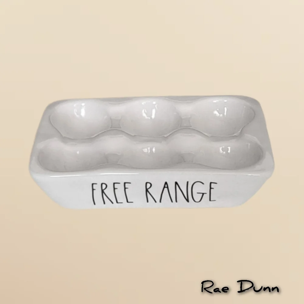 Rae Dunn “Free Range” Ceramic 6-Egg Holder • Artisan Collection